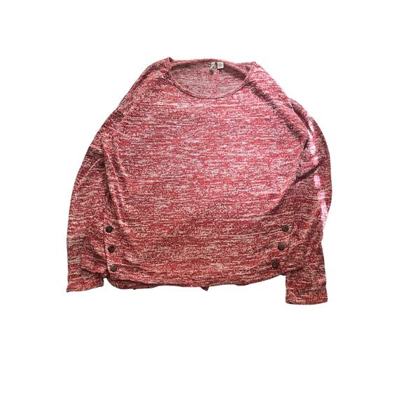 Red Marled Henley S – Suede Elbow Patches + Back Buttons - Picture 2 of 4